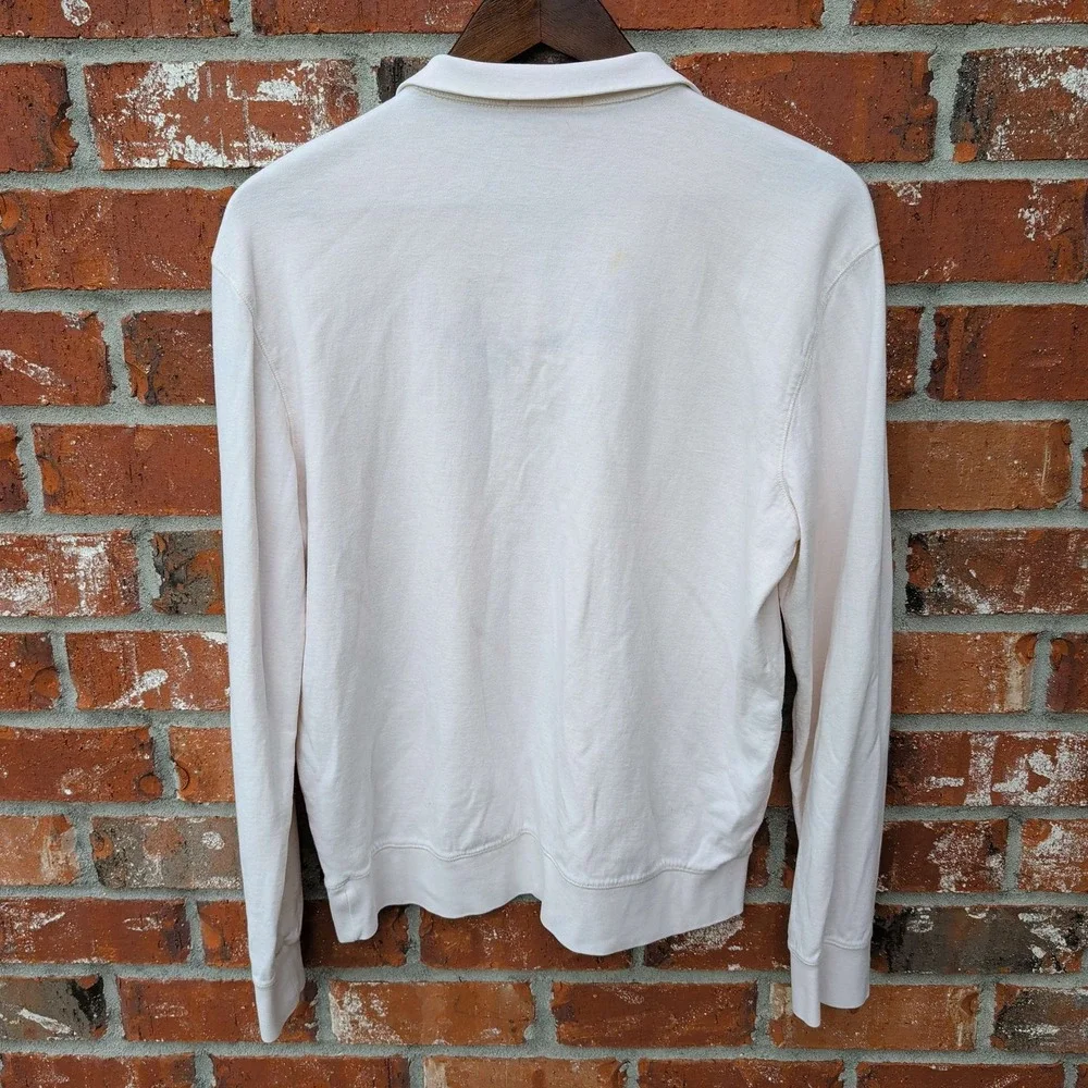 Polo Ralph Lauren Quarter Zip Pullover Mens Medium Cream Off-White Cotton Blend